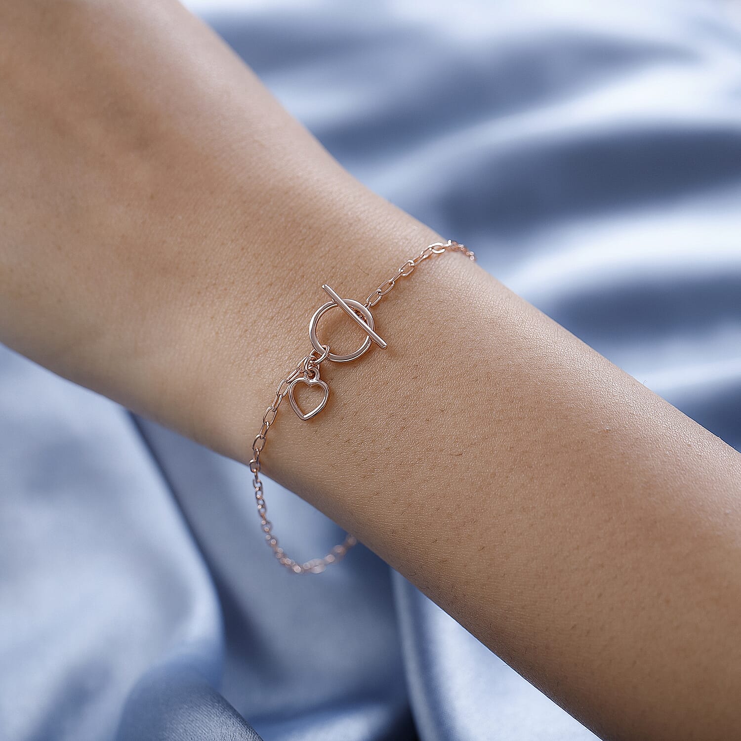 14K Rose Gold Overlay Sterling Silver Bracelet (Size - 7.5) 7533042 3