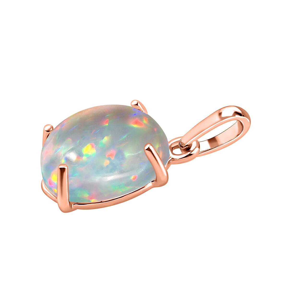 14K Rose Gold AA Ethiopian Opal Solitaire Pendant 1.80 ct. 8000339 2