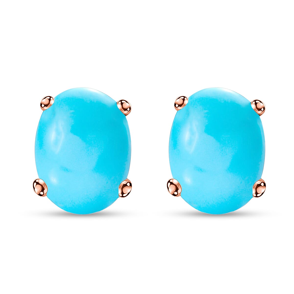 14K Rose Gold AA Sleeping Beauty Turquoise Solitaire Earrings 1.35 ct. 7727097 0