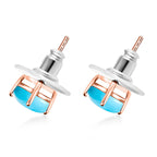 14K Rose Gold Sleeping Beauty Turquoise Earring With Push Back  2.23 Ct.