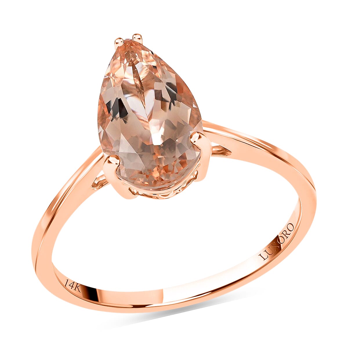 Certified and Appraised 14K Rose Gold AAA Marropino Morganite Solitaire Ring 2.15 ct. 6304369 2