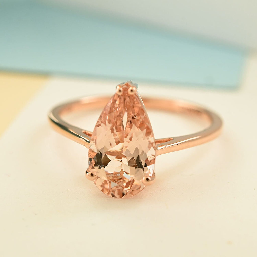14K Rose Gold AAA Marropino Morganite Solitaire Ring 2.51 Ct