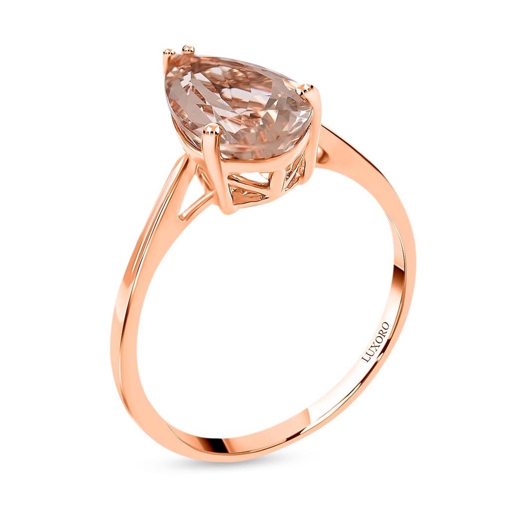 14K Rose Gold AAA Marropino Morganite Solitaire Ring 2.51 Ct