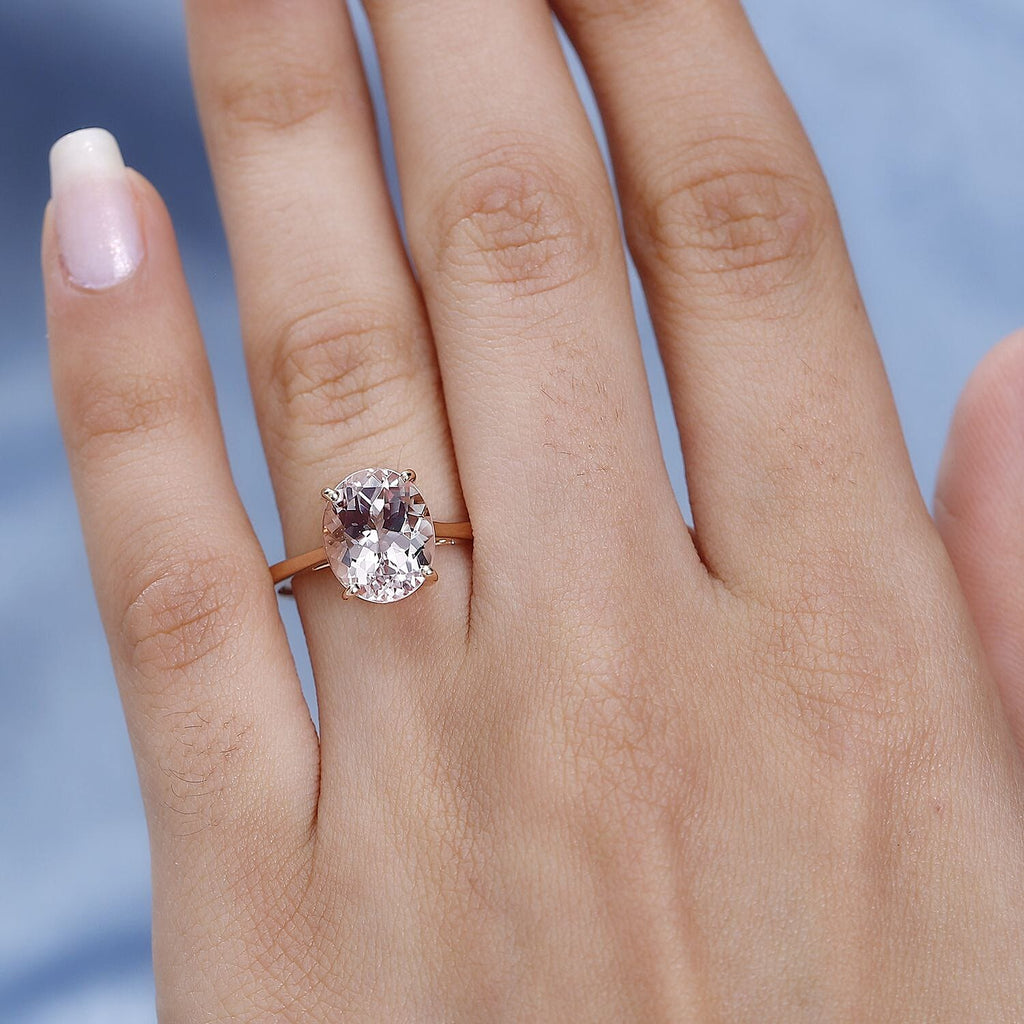 14K Rose Gold AAA Marropino Morganite Solitaire Ring 3.44 Ct.