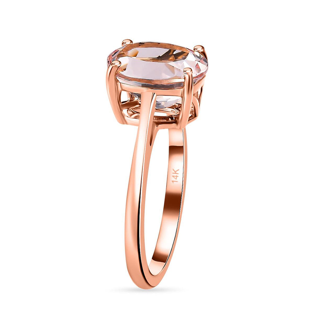14K Rose Gold AAA Marropino Morganite Solitaire Ring 3.44 Ct.