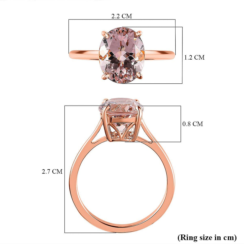 14K Rose Gold AAA Marropino Morganite Solitaire Ring 3.44 Ct.