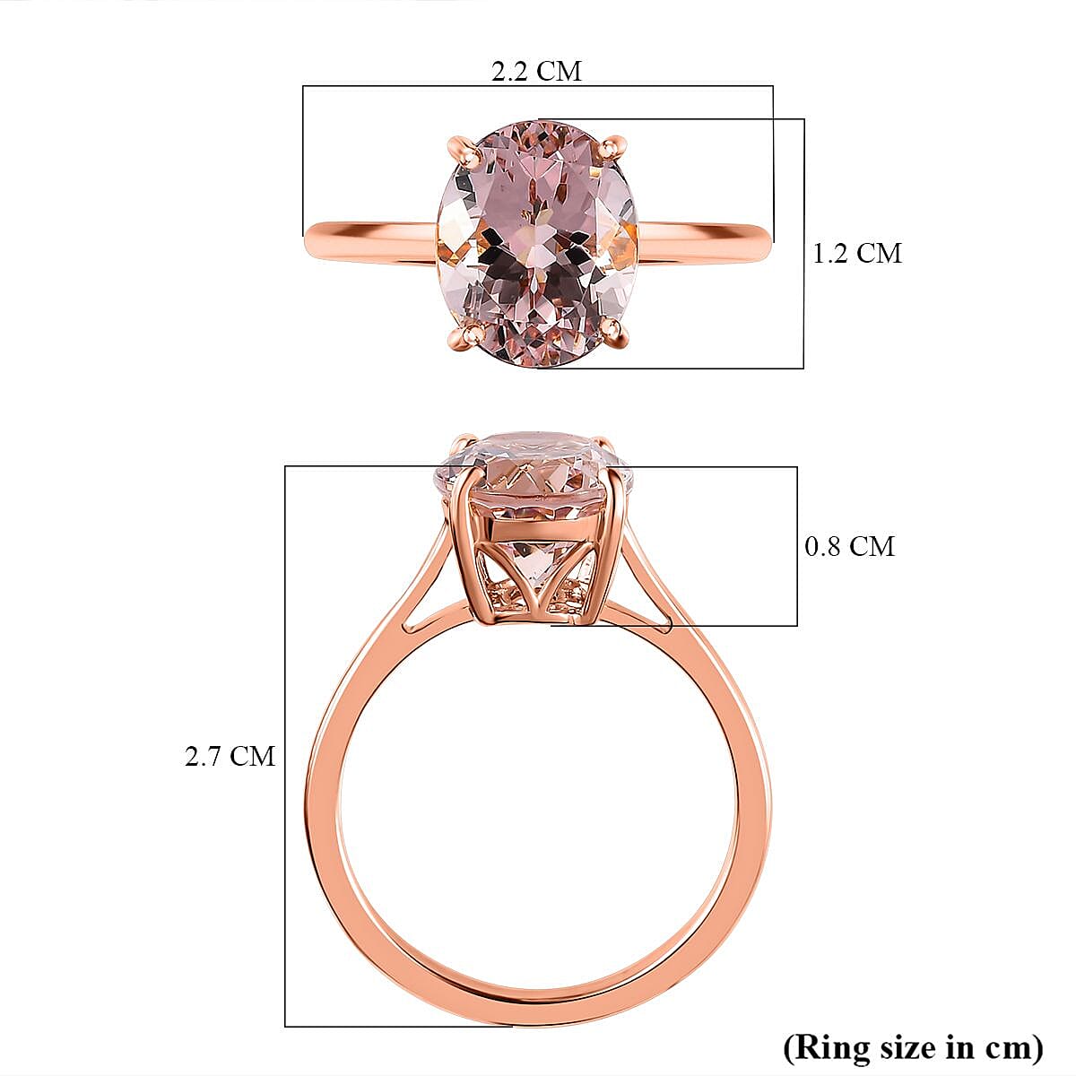 14K Rose Gold AAA Marropino Morganite Solitaire Ring 3.44 Ct. 7699579 5