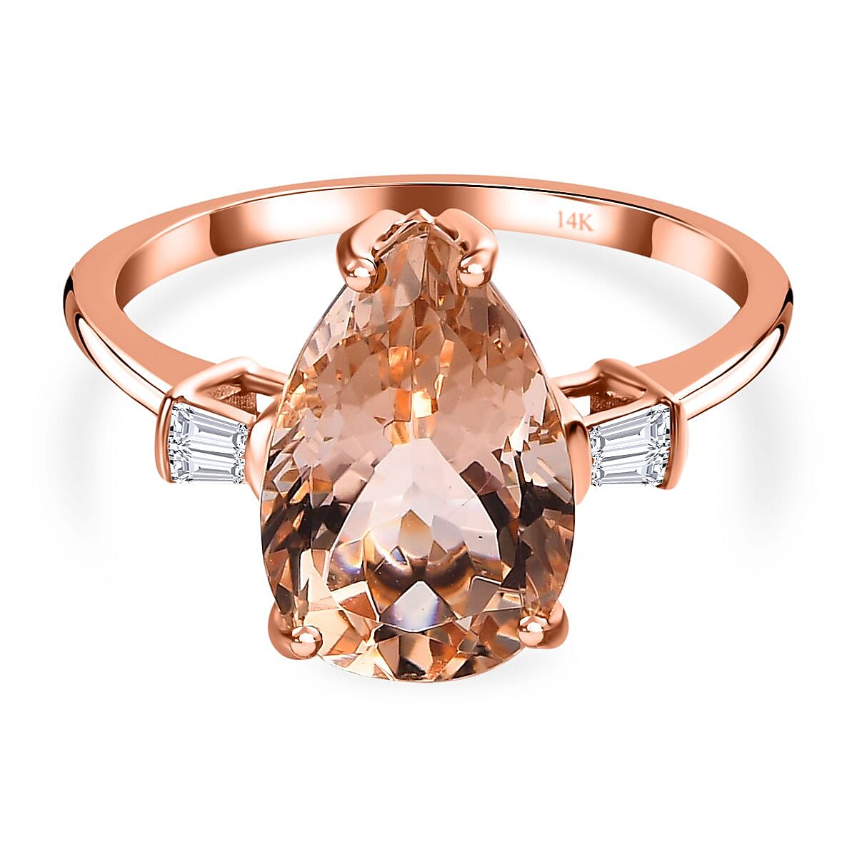 14K Rose Gold AAA Marropino Morganite &amp; Diamond Ring 4.80 Ct. 7699569 0