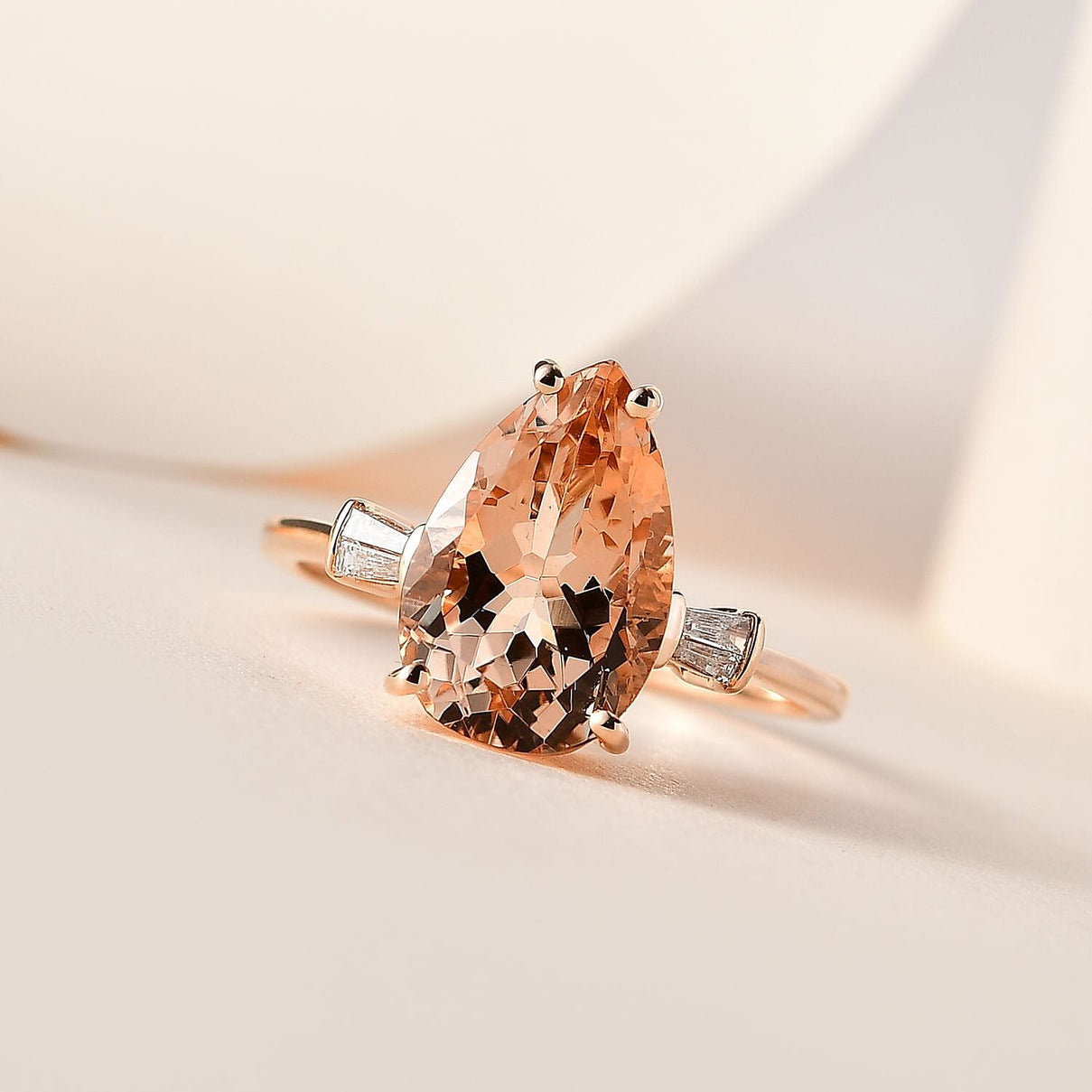 14K Rose Gold AAA Marropino Morganite &amp; Diamond Ring 4.80 Ct. 7699569 1