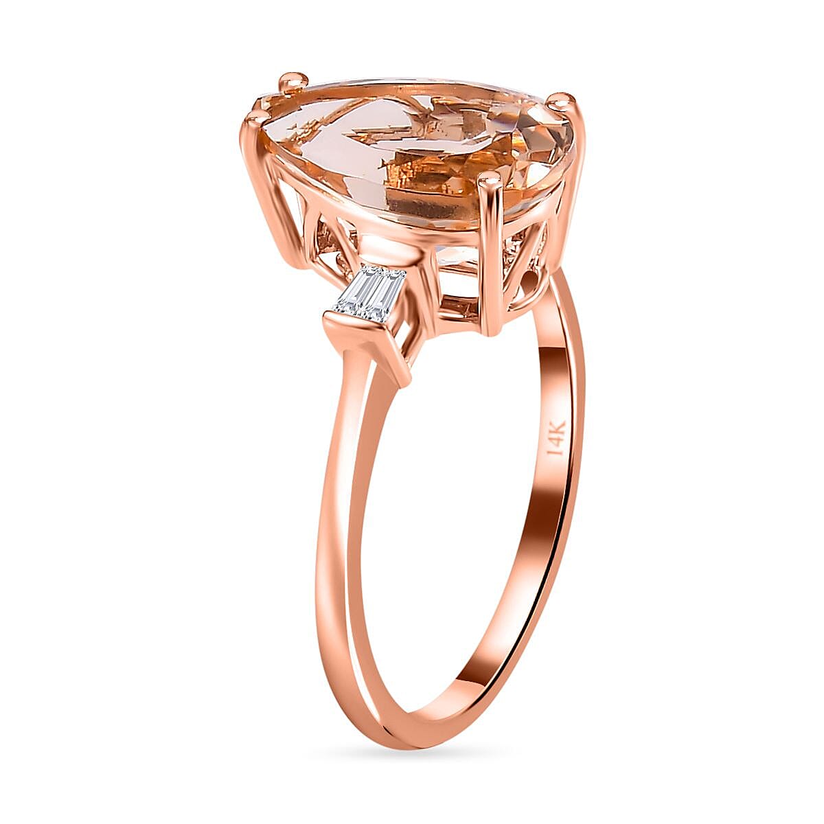 14K Rose Gold AAA Marropino Morganite &amp; Diamond Ring 4.80 Ct. 7699569 3