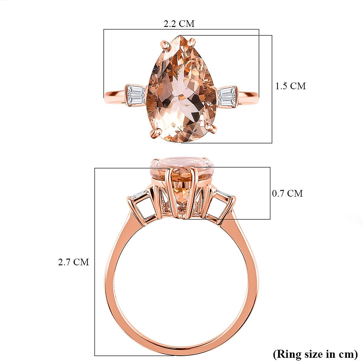14K Rose Gold AAA Marropino Morganite &amp; Diamond Ring 4.80 Ct. 7699569 5