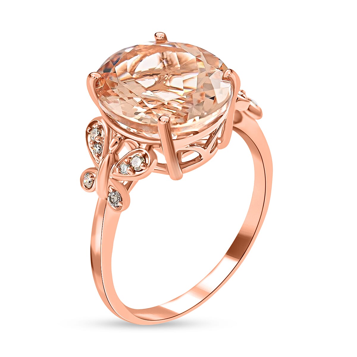 LUXORO AAA Marropino Morganite, Diamond Ring in 14K Rose Gold 4.40 Ct. (G-H I2) 6304318 11