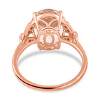 Luxoro - 14K Rose Gold AAA Marropino Morganite & Champagne Diamond Solitaire Ring 4.40 Ct.