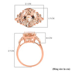 Luxoro - 14K Rose Gold AAA Marropino Morganite & Champagne Diamond Solitaire Ring 4.40 Ct.