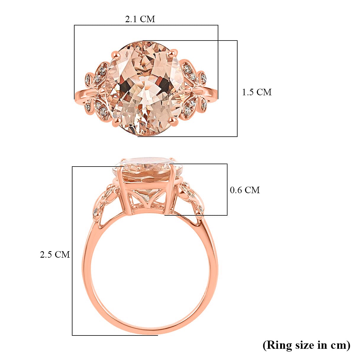 LUXORO AAA Marropino Morganite, Diamond Ring in 14K Rose Gold 4.40 Ct. (G-H I2) 6304318 17