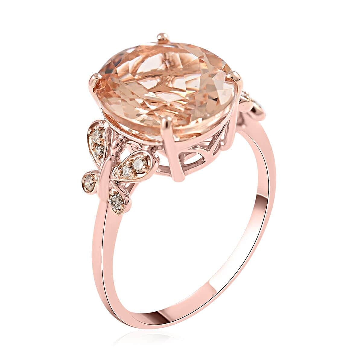 LUXORO AAA Marropino Morganite, Diamond Ring in 14K Rose Gold 4.40 Ct. (G-H I2) 6304318 9