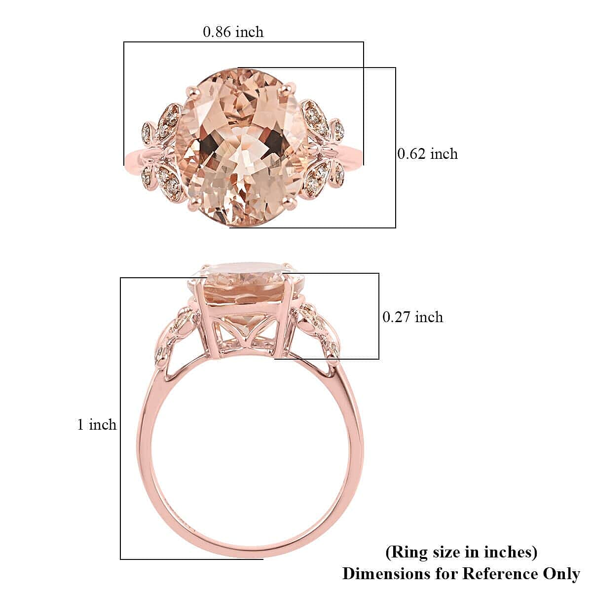 LUXORO AAA Marropino Morganite, Diamond Ring in 14K Rose Gold 4.40 Ct. (G-H I2) 6304318 15