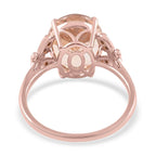 Luxoro - 14K Rose Gold AAA Marropino Morganite & Champagne Diamond Solitaire Ring 4.40 Ct.