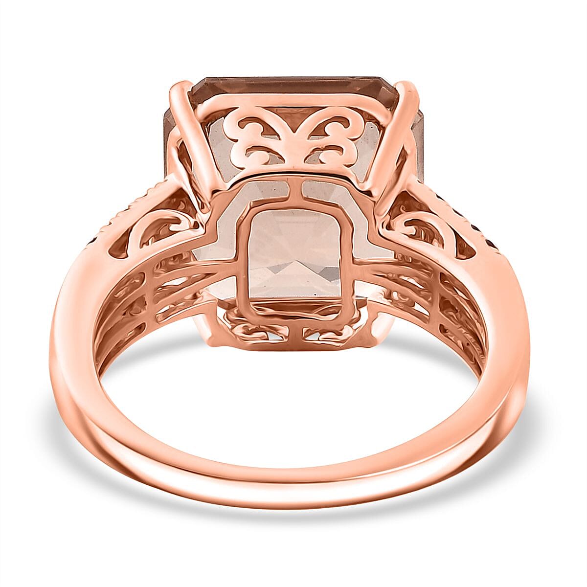 14K Rose Gold AAA Morganite, Padparadscha Sapphire &amp; White Diamond I2-G-H Ring 10.70 Ct, Gold Wt. 5.10 Gms. 8018318 4