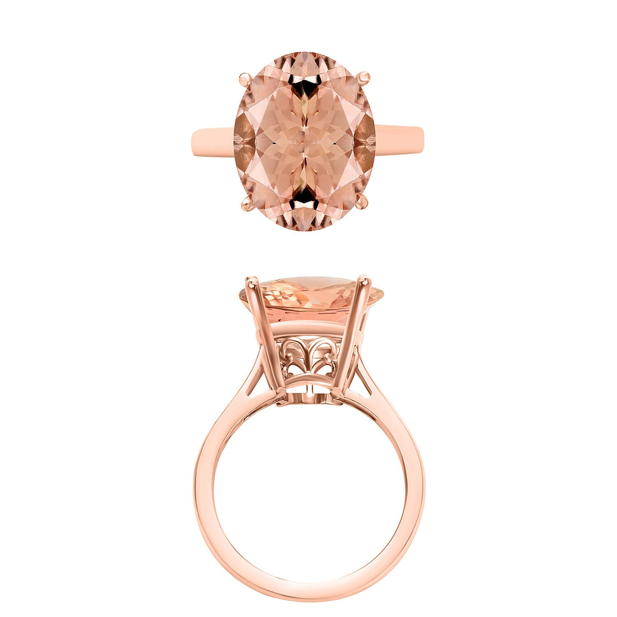 14K Rose Gold AAA Morganite Solitaire Ring in Gold Wt. 4 grams, 4.40 Ct 7718812 3
