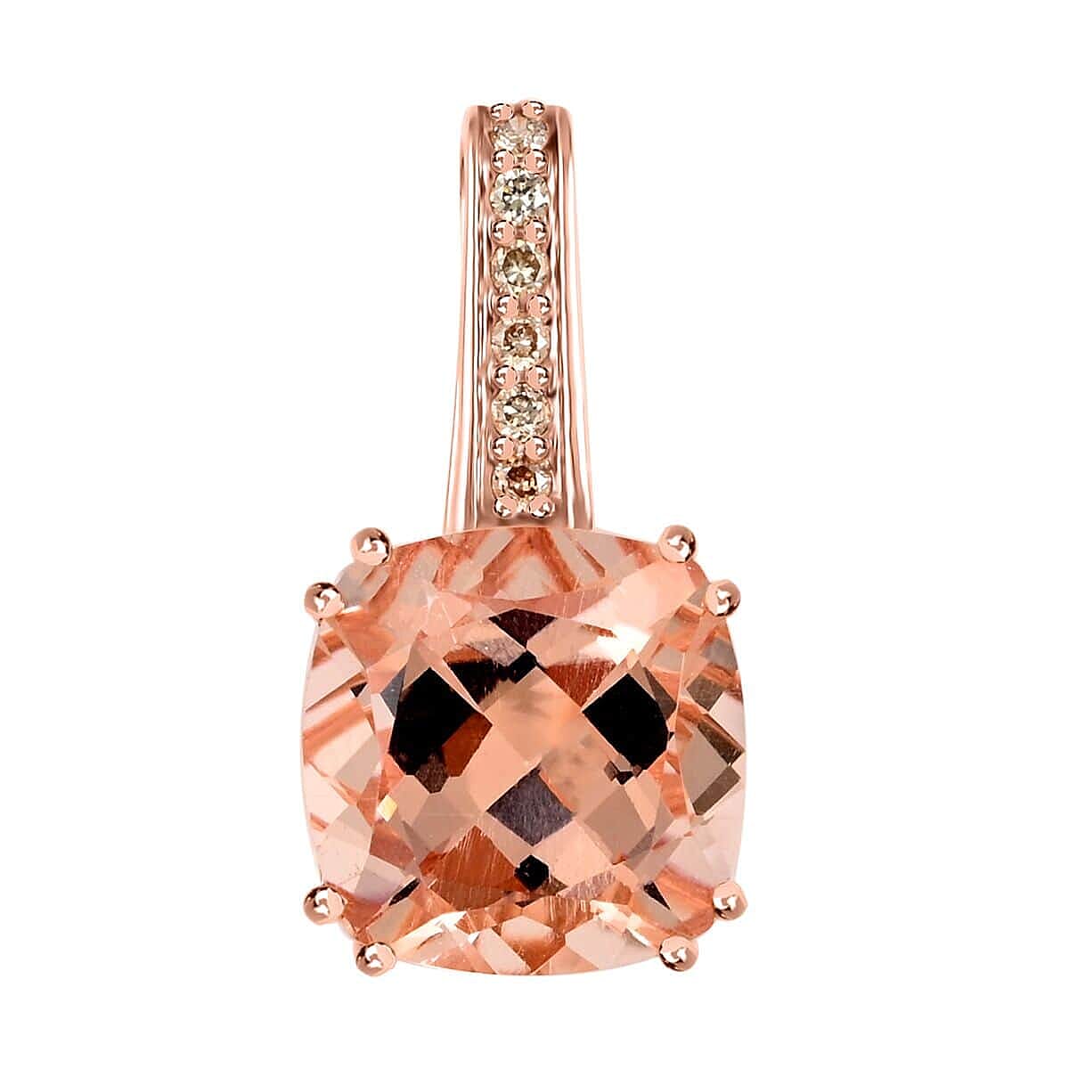 Appraised and Certified 3.75 Ct. Morganite, Diamond Solitaire Pendant in 14K Rose Gold 7570088 0