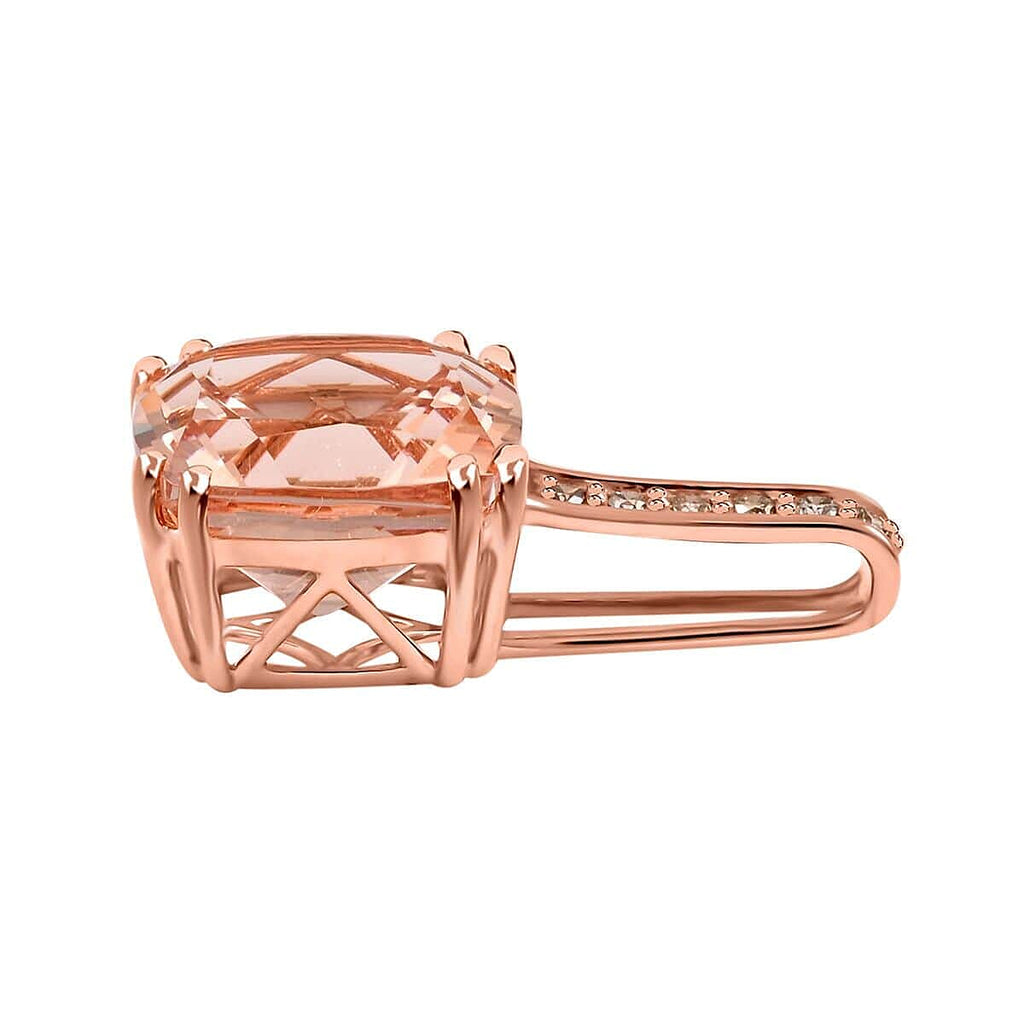 14K Rose Gold  AAA   Morganite ,  White Diamond  I2 Pendant 3.75 ct,  Gold Wt. 1.08 Gms  3.750  Ct.