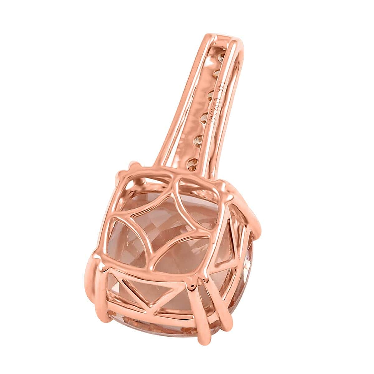 Appraised and Certified 3.75 Ct. Morganite, Diamond Solitaire Pendant in 14K Rose Gold 7570088 4