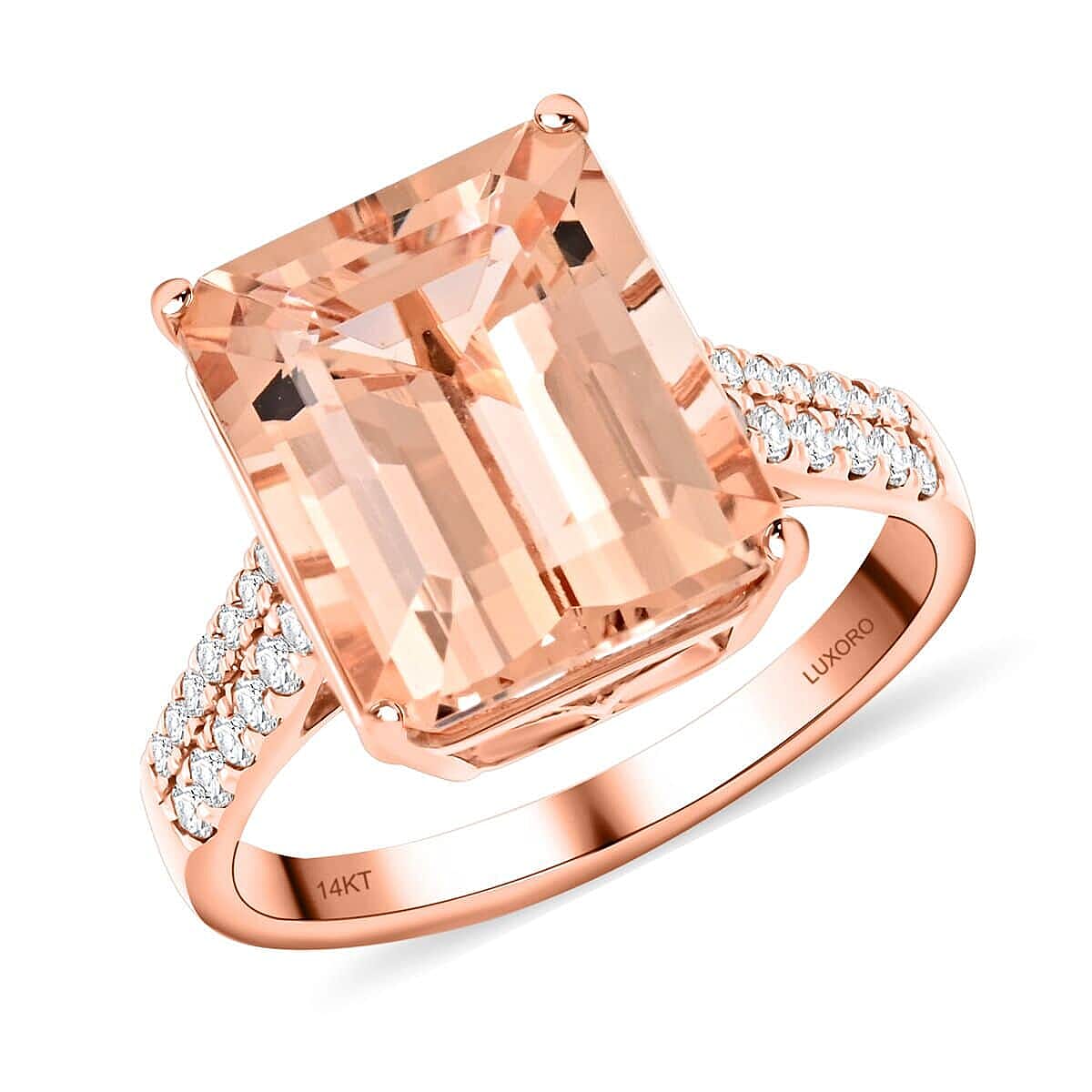 Certified &amp; Appraised 6.15 Ct. Morganite, Diamond Solitaire Ring in 14K Rose Gold 7626161 0