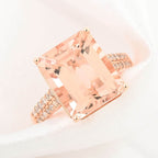 14K Rose Gold  AAA   Morganite ,  White Diamond  I2 Ring 6.15 ct,  Gold Wt. 3.4 Gms  6.150  Ct.