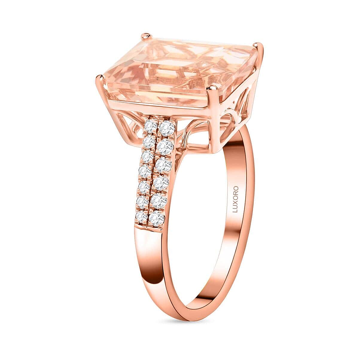 Certified &amp; Appraised 6.15 Ct. Morganite, Diamond Solitaire Ring in 14K Rose Gold 7626161 4