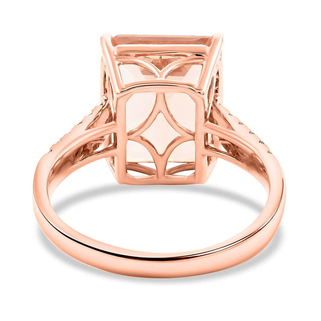 14K Rose Gold  AAA   Morganite ,  White Diamond  I2 Ring 6.15 ct,  Gold Wt. 3.4 Gms  6.150  Ct.