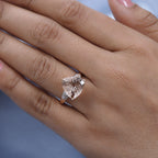 Exclusive Edition- 14K Rose Gold AAA Morganite (TL12mm) and Diamond (G-H) Ring 5.41 Ct