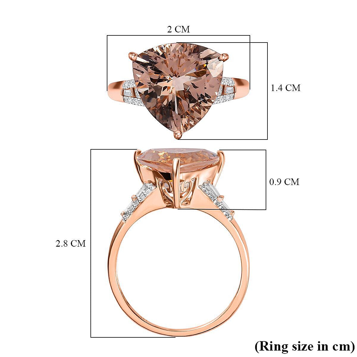 Exclusive Edition- 14K Rose Gold AAA Morganite (TL12mm) and Diamond (G-H) Ring 5.41 Ct 7387789 11
