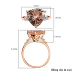Exclusive Edition- 14K Rose Gold AAA Morganite (TL12mm) and Diamond (G-H) Ring 5.41 Ct