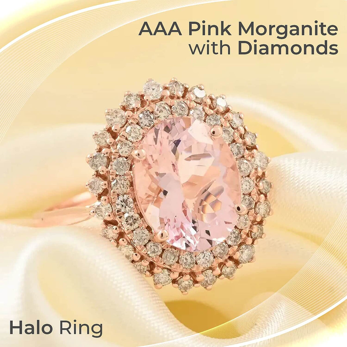 Appraised &amp; Certified LUXORO 3.25 Ct. AAA Pink Morganite, Diamond Halo Ring in 14K Rose Gold 7488891 1