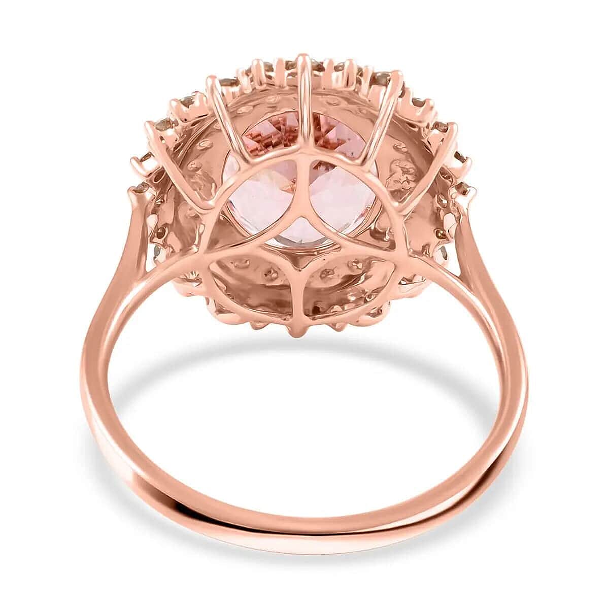 Appraised &amp; Certified LUXORO 3.25 Ct. AAA Pink Morganite, Diamond Halo Ring in 14K Rose Gold 7488891 4