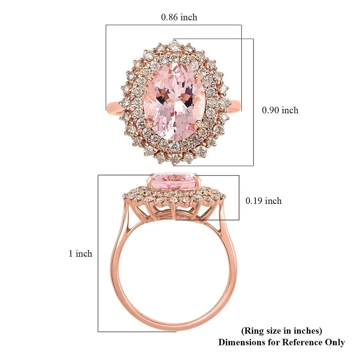 Appraised &amp; Certified LUXORO 3.25 Ct. AAA Pink Morganite, Diamond Halo Ring in 14K Rose Gold 7488891 6
