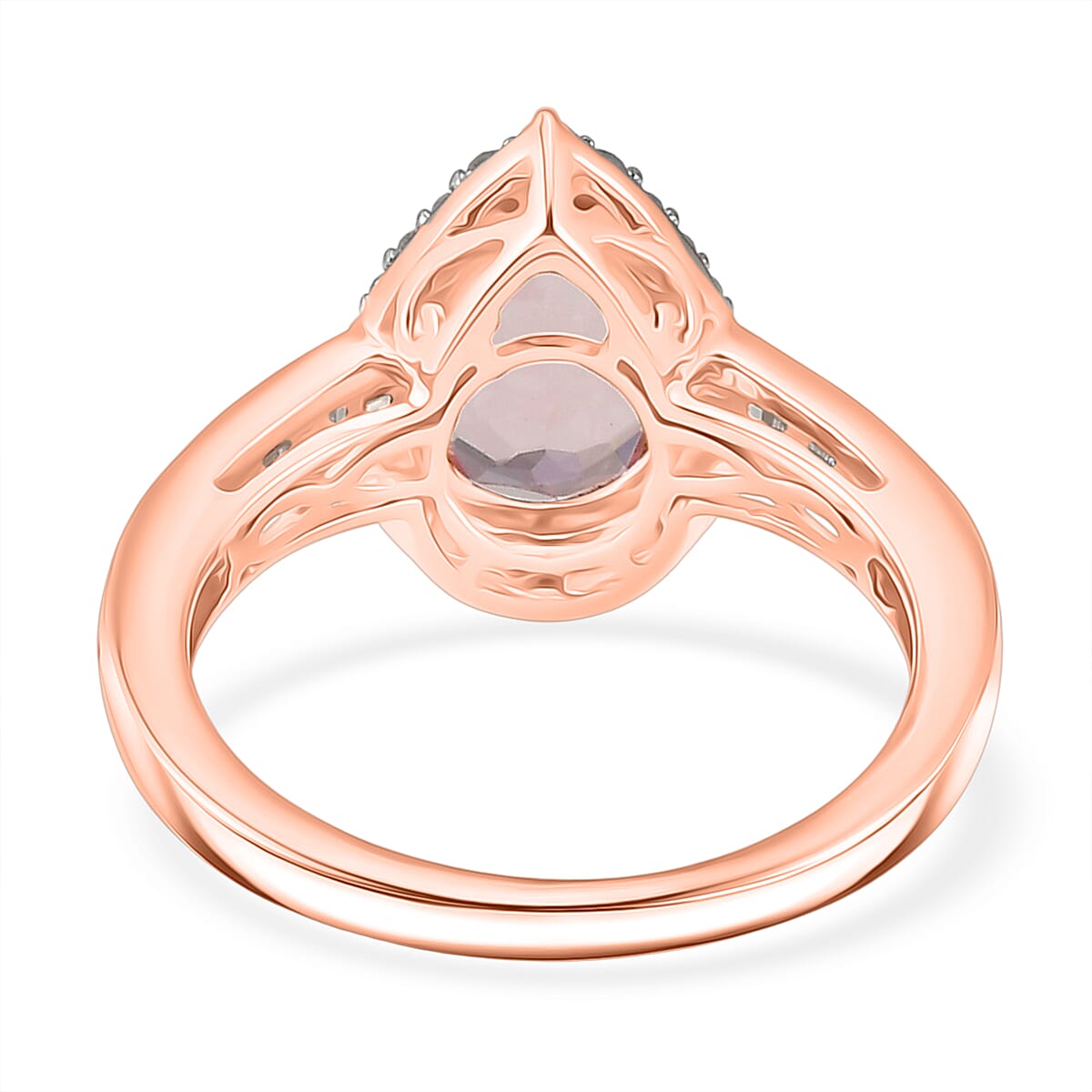 Tony Diniz Collection- Palmeiras AAA Pink Morganite, Natural Diamond Pear Halo Ring in 14K Rose Gold 2.05 Ct. V32504382 5