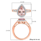 Tony Diniz Collection- 14K Rose Gold Palmeiras AAAA Pink Morganite and Natural Diamond Pear Halo Ring 2.05 Ct,