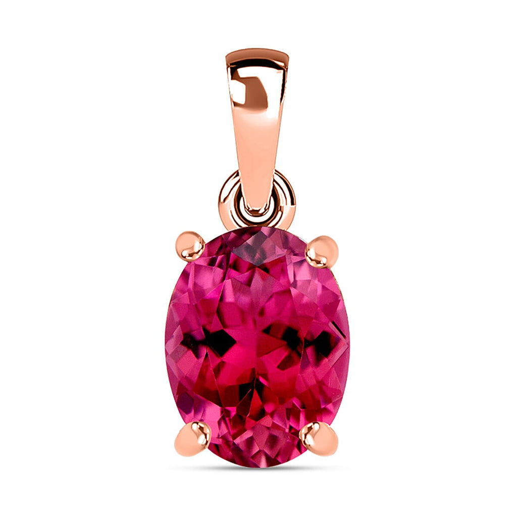 14K Rose Gold  AAA   Rubellite  Solitaire Pendant 1.30 ct,  Gold Wt. 2 Gms  1.300  Ct.
