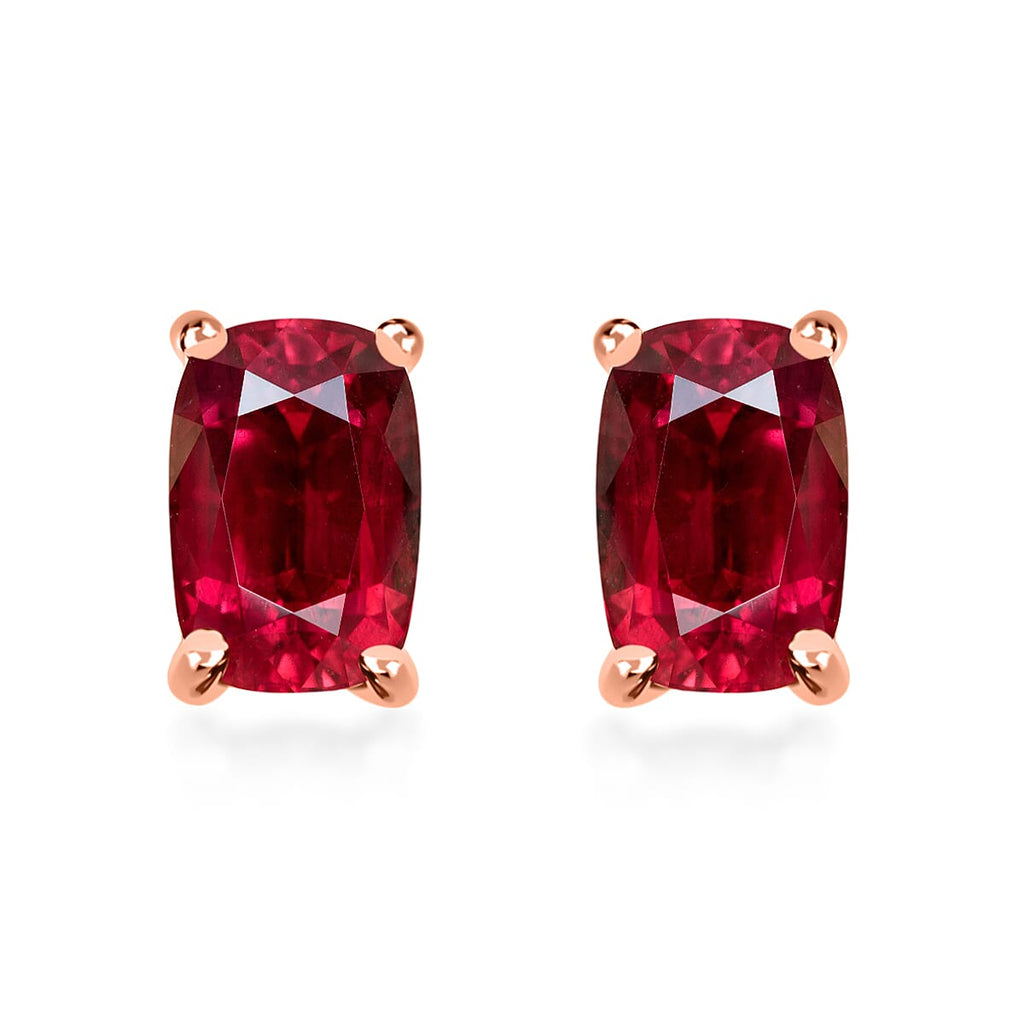 14K Rose Gold  AAA   Rubellite  Solitaire Stud Push Post Earring 1.26 ct,  Gold Wt. 1.5 Gms  1.260  Ct.