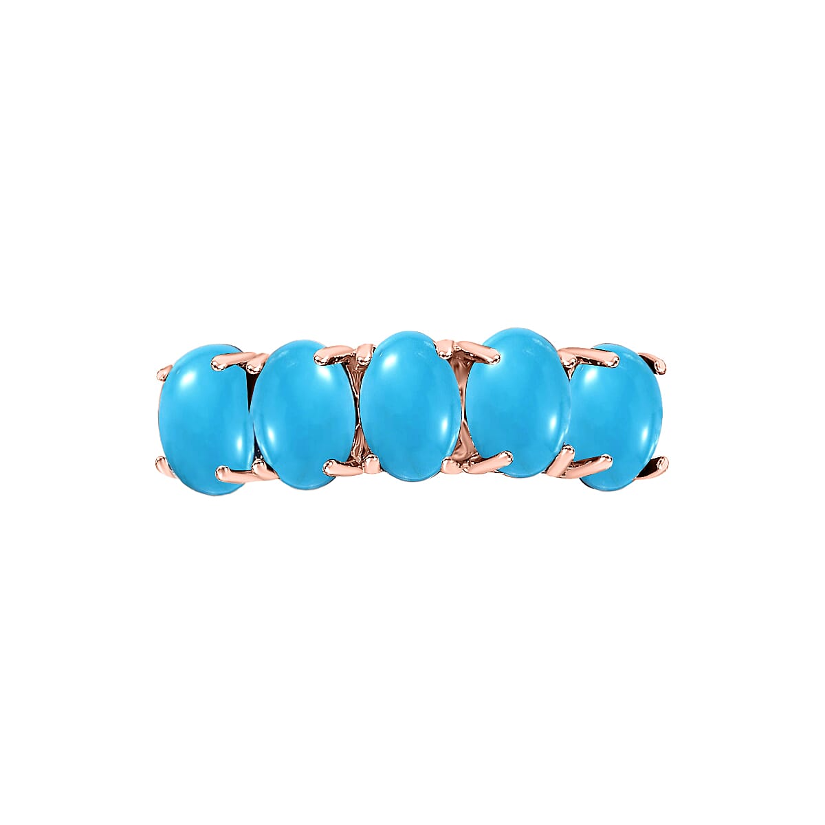 14K Rose Gold AAA Sleeping Beauty Turquoise 5 Stone Ring in Gold Wt. 4 grams, 2.750 Ct 8009220 3