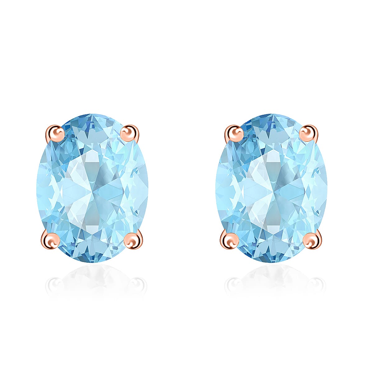 14K Rose Gold Aquamarine Solitaire Stud Push Post Earring in Gold Wt. 1.5 grams, 1.70 Ct 8000685 0