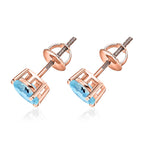 14K Rose Gold Aquamarine Solitaire Stud With Push Back Earring 1.50 Ct.