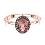 14K Rose Gold Blush Tourmaline & Champagne Diamond Ring 1.10 Ct.
