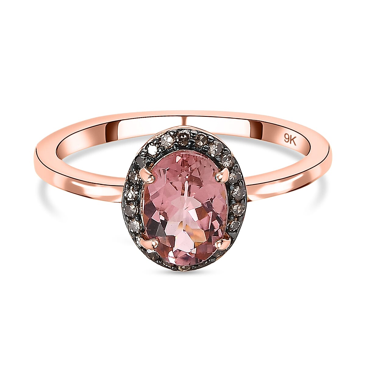14K Rose Gold Blush Tourmaline &amp; Champagne Diamond Ring 1.10 Ct. 7549599 0