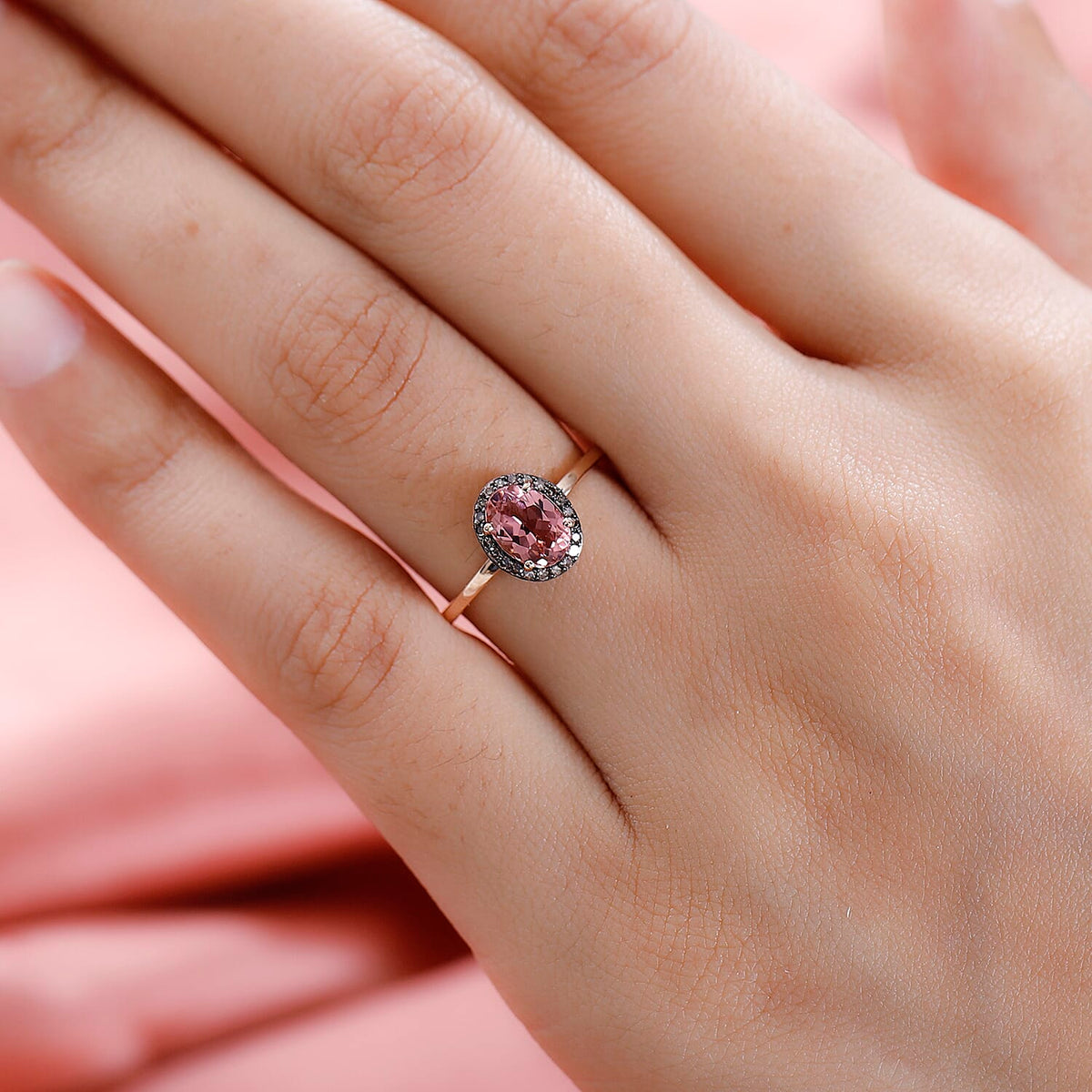 14K Rose Gold Blush Tourmaline &amp; Champagne Diamond Ring 1.10 Ct. 7549599 2