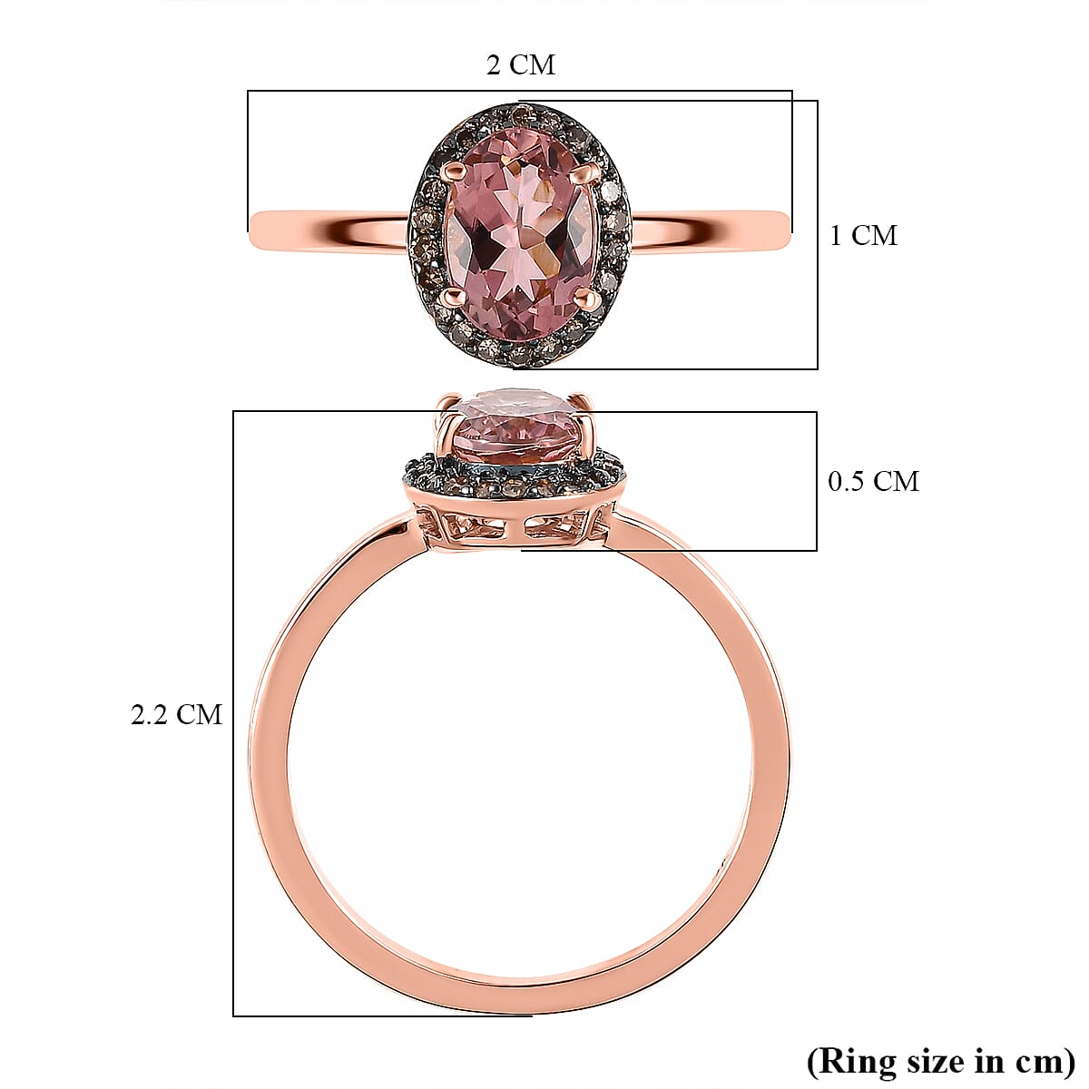 14K Rose Gold Blush Tourmaline &amp; Champagne Diamond Ring 1.10 Ct. 7549599 5