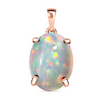 14K Rose Gold Ethiopian Opal Solitaire Pendant 6.20 Ct.