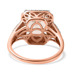 14K Rose Gold Morganite and Round Cut Diamond Halo Ring 4.70 Ct